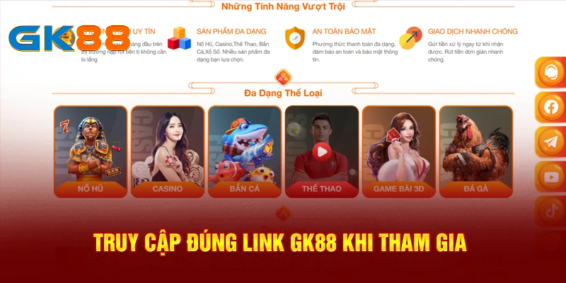 Truy cập link GK88 chính thức từ trang chủ nhà cái